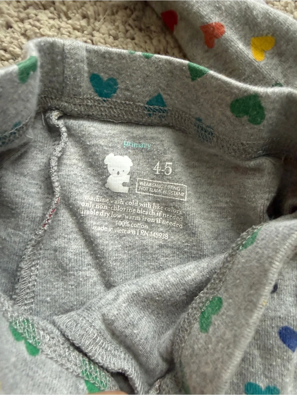 Primary Kids Gray Rainbow Heart Pajama Set - Long Sleeve Top & Pants